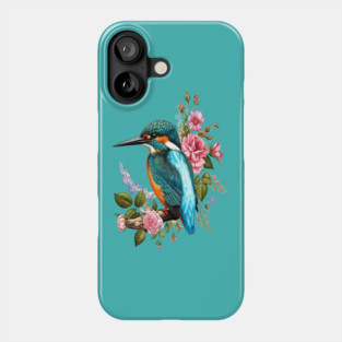 Common Kingfisher with Romantic Vintage Florals Phone Case