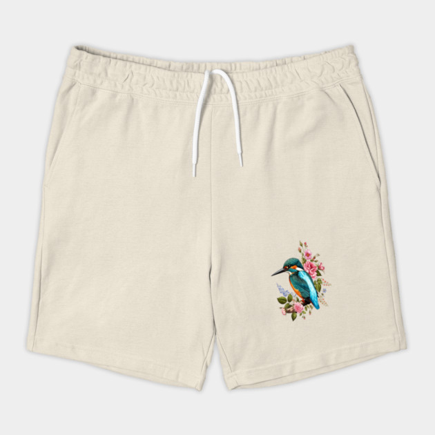 Common Kingfisher with Romantic Vintage Florals by BirdsnStuff