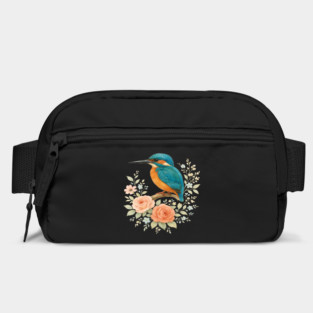 Common Kingfisher with Romantic Cottagecore Roses Bag