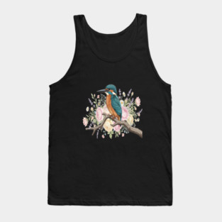 Common Kingfisher with Vintage Romantic Florals Tank Top