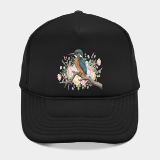 Common Kingfisher with Vintage Romantic Florals Hat