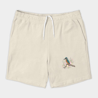 Common Kingfisher with Vintage Romantic Florals Shorts