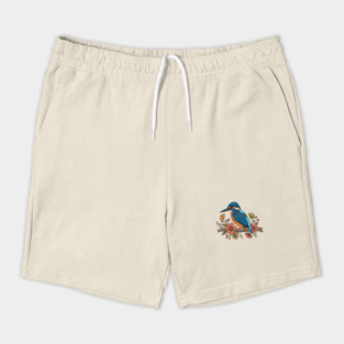 Common Kingfisher with Whimsy Florals in Botanical Style Shorts