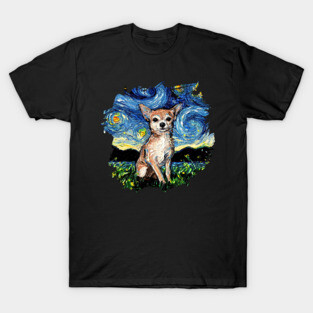 Chihuahua Starry Night with border T-Shirt