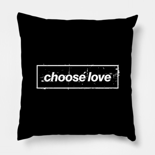 Choose Love Oasis Distressed Typography – Bold Positive Message Design Black Pillow by Butter Creative