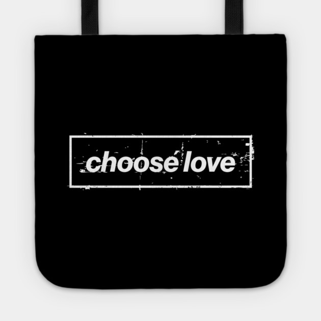 Choose Love Oasis Distressed Typography – Bold Positive Message Design Black Tote by Butter Creative