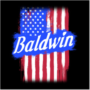 American Flag Baldwin Family Gift For Men Women, Surname Last Name Posters and Art