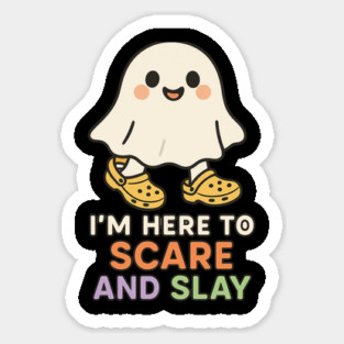 Kawaii Ghost Halloween Shirt | Scare and Slay in Cute Clogs Sticker
