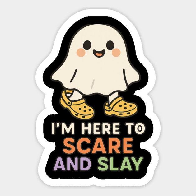 Kawaii Ghost Halloween Shirt | Scare and Slay in Cute Clogs Magnet by Anne Lee