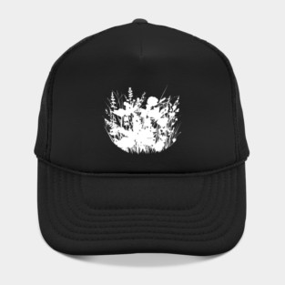 Black and White Minimal Wild Flowers Hat