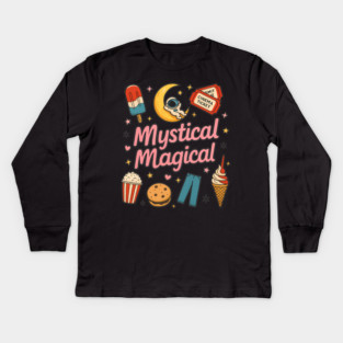 Mystical Magical — Whimsical Food & Space Collage Kids Long Sleeve T-Shirt