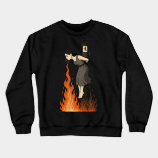 Witch Lighting Cigarette While Burning at the Stake Crewneck Sweatshirt