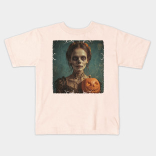 Victorian Halloween Day of the Dead Vintage Portrait Kids T-Shirt