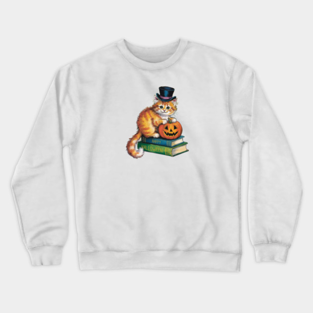 Happy Halloween Orange Cat Crewneck Sweatshirt by Pete the Cat Guy