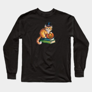 Happy Halloween Orange Cat Long Sleeve T-Shirt