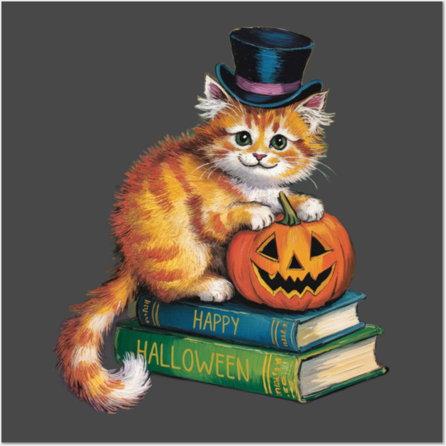 Happy Halloween Orange Cat Wall Art by Pete the Cat Guy