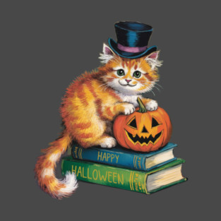 Happy Halloween Orange Cat T-Shirt