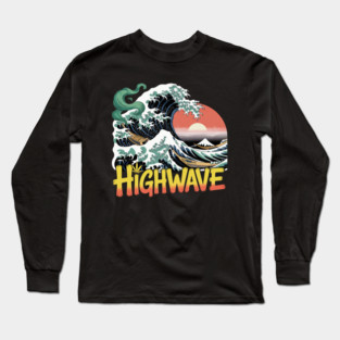Highwave – The Great Green Smoke Wave | Cannabis Ukiyo-e Stoner Long Sleeve T-Shirt