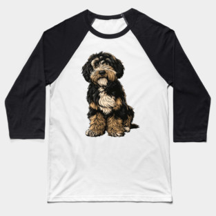 Bernedoodle Dog Illustration Doodle Baseball T-Shirt