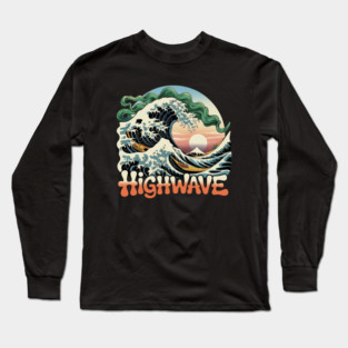 Highwave – The Great Green Smoke Wave | Cannabis Ukiyo-e Stoner Long Sleeve T-Shirt