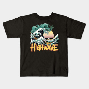 Highwave – The Great Green Smoke Wave | Cannabis Ukiyo-e Stoner Kids T-Shirt