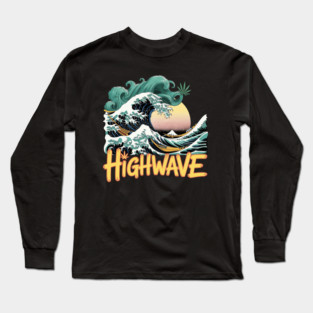 Highwave – The Great Green Smoke Wave | Cannabis Ukiyo-e Stoner Long Sleeve T-Shirt