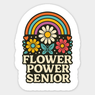 Flower Power Senior – Retro Rainbow & Daisies Hippie Vibes Magnet