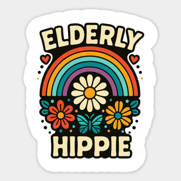 Elderly Hippie – Retro Rainbow & Daisies Magnet by ArtistTee ⭐⭐⭐⭐⭐