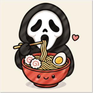 Kawaii Ghostface eating ramen Posters and Art