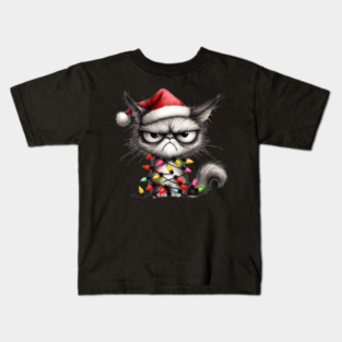 Grumpy Christmas Cat Sublimation Bundlei Kids T-Shirt