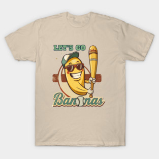 Lets Go Bananas Fruit Playing Baseball retro vintage T-Shirt