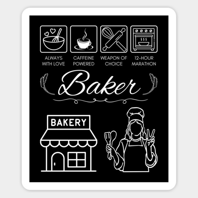 Baker T-Shirt Funny Baking Gift Chalkboard Style Magnet by TuncGK