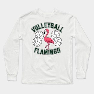 Volleyball Flamingo Funny Animal Sports Long Sleeve T-Shirt