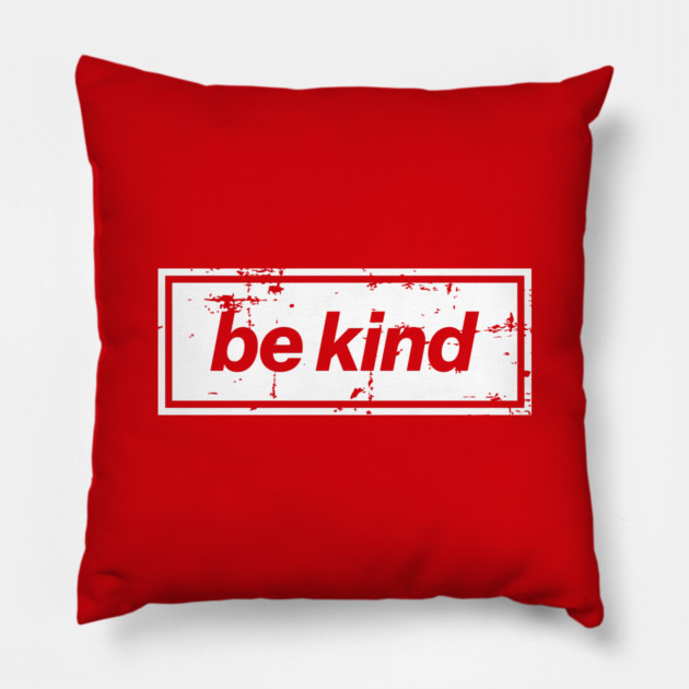 Be Kind Oasis Distressed Typography – Bold Positive Message Design White Pillow by Butter Creative