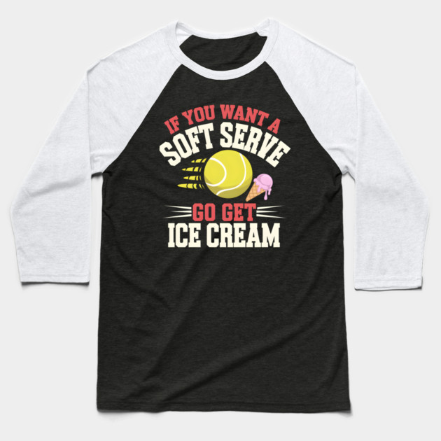 Funny Tennis Soft Serve Ice Cream Baseball T-Shirt by MakerMind8.2