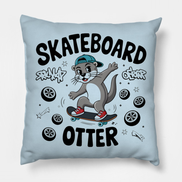 Skateboard Otter – Funny Animal Skater Pillow by MakerMind8.2