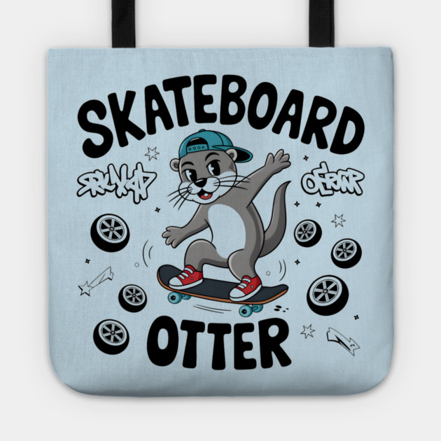 Skateboard Otter – Funny Animal Skater Tote by MakerMind8.2