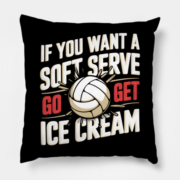 Funny Volleyball Soft Serve Ice Cream Pillow by MakerMind8.2