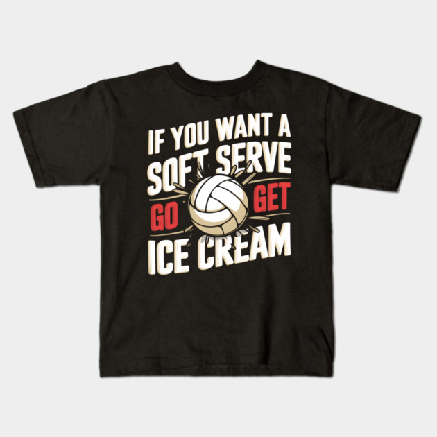 Funny Volleyball Soft Serve Ice Cream Kids T-Shirt by MakerMind8.2