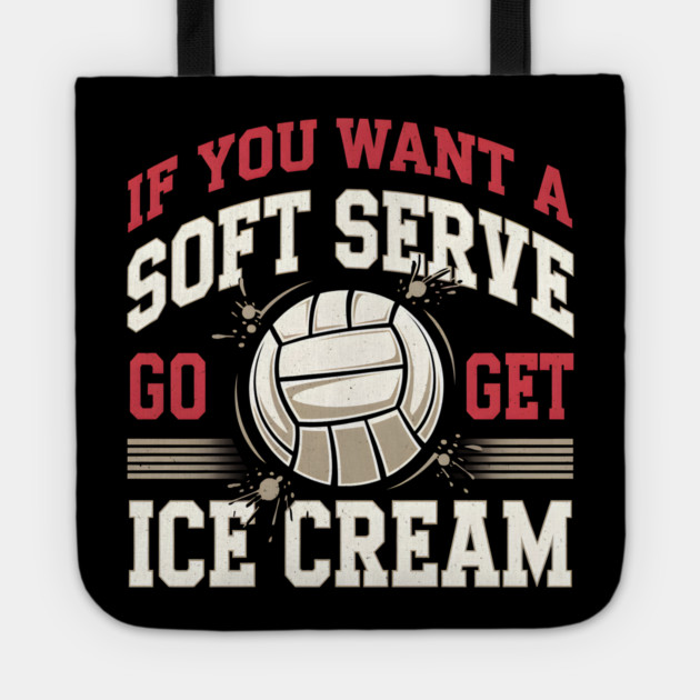 Funny Volleyball Soft Serve Ice Cream Pun Tote by MakerMind8.2