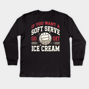 Funny Volleyball Soft Serve Ice Cream Pun Kids Long Sleeve T-Shirt