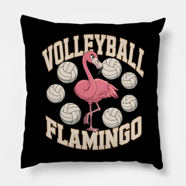 Volleyball Flamingo Funny Sports Pillow by MakerMind8.2
