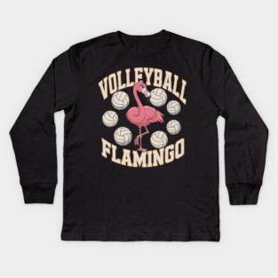 Volleyball Flamingo Funny Sports Kids Long Sleeve T-Shirt
