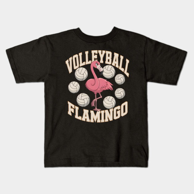 Volleyball Flamingo Funny Sports Kids T-Shirt by MakerMind8.2