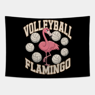 Volleyball Flamingo Funny Sports Tapestry