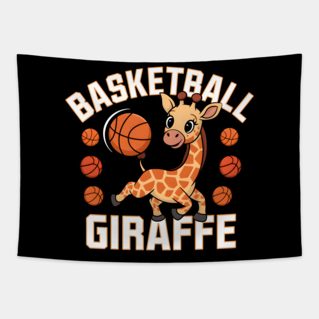 Basketball Giraffe – Cute Funny Sports Animal Tapestry by MakerMind8.2