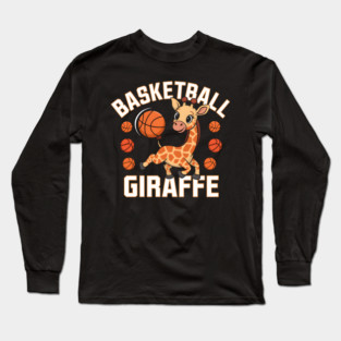 Basketball Giraffe – Cute Funny Sports Animal Long Sleeve T-Shirt
