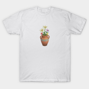 Terracotta Floral Vessel : Earth Lily Bloom Data T-Shirt