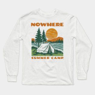 Nowhere Summer Camp – Vintage Lakeside Camping Long Sleeve T-Shirt