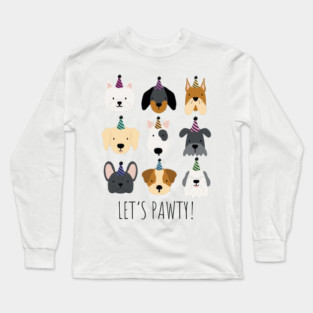 Let’s Pawty Dog Party Hats Long Sleeve T-Shirt